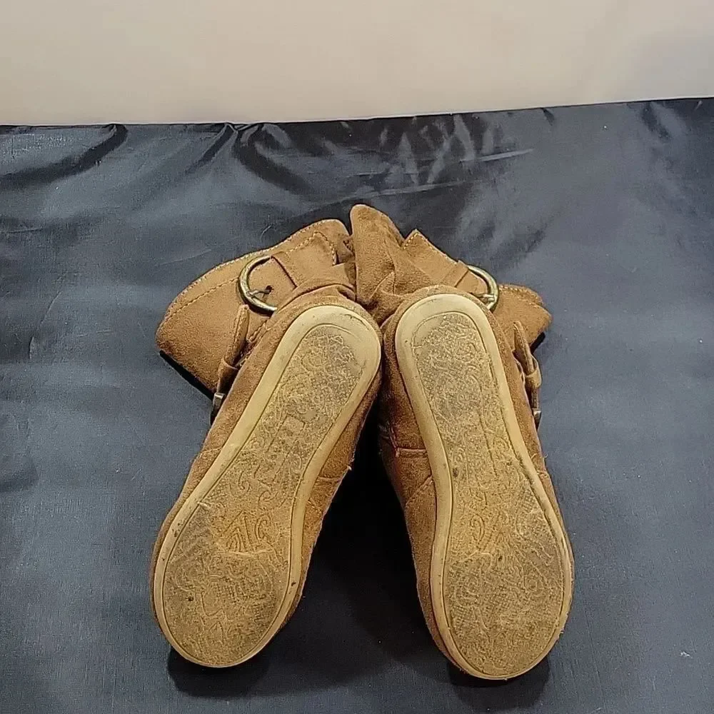 LINK ZIPPER BUCKLE SLOUCH CASUAL FLAT HEEL MID CALF ROUND TOE BOOTIES